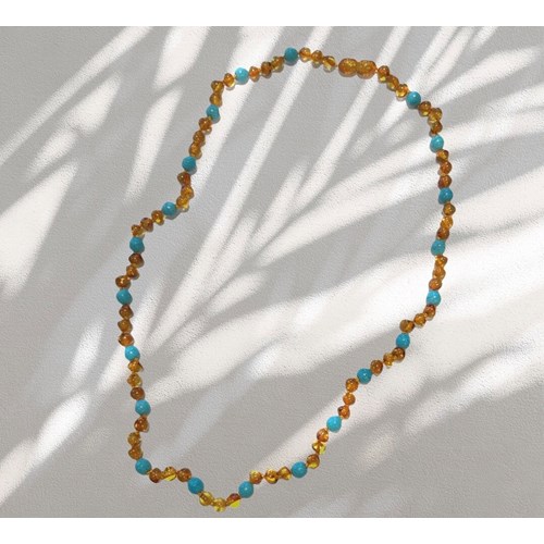 Collier ambre et turquoise