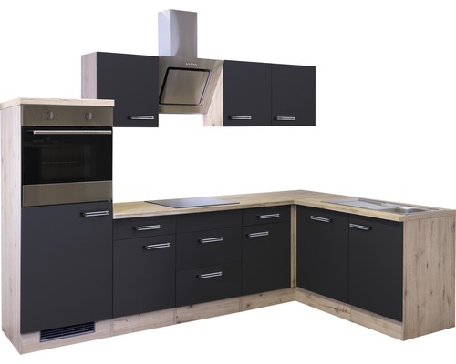 Flex Well hoekkeuken met apparatuur Santo 280 cm antraciet mat gedemonteerd omkeerbaar 00011590
