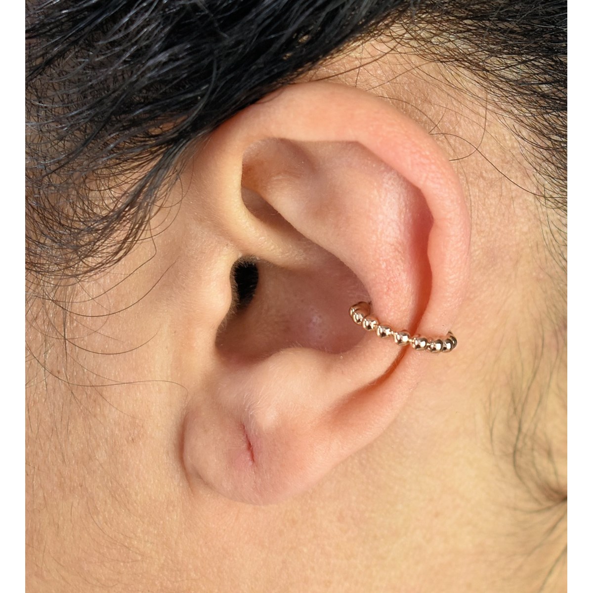 Clip d'oreille earcuff fil effet boules Plaqué OR 750 3 microns
