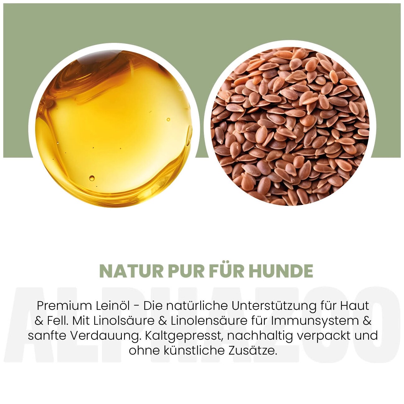 ALPHAZOO Premium Leinöl für Hunde I Omega 3 Leinsamenöl 300 g