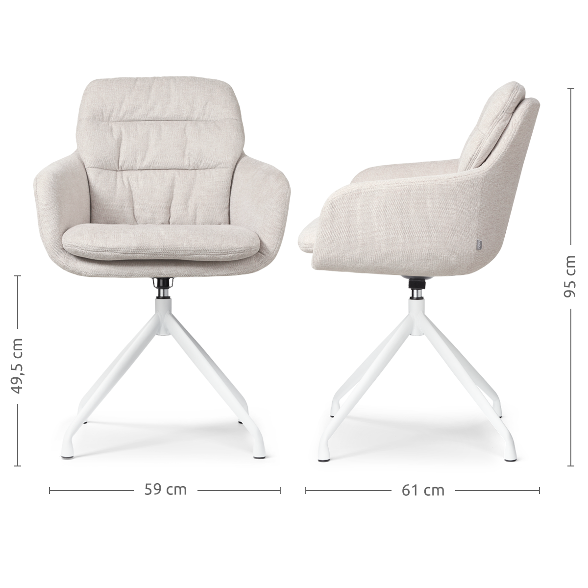 Eetkamerstoel Nola-Mia beige - wit onderstel