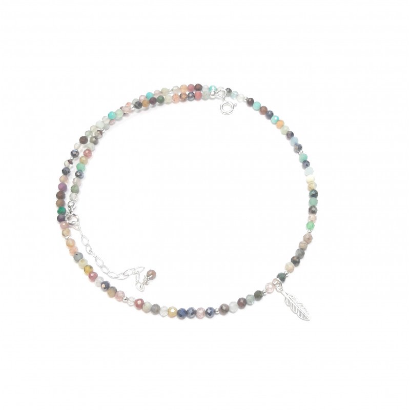 Collier Plume Pierres Naturelles Argent 925