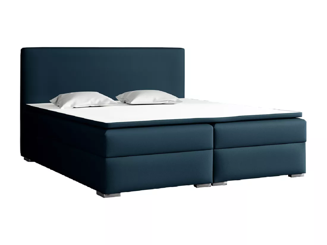 LIT BOXSPRING avec surmatelas Soler 180x200 cm, Soft 09 (Bleu foncé)