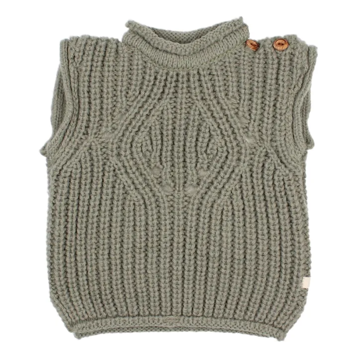 Búho Pull Sans Manches Baby Alpaga et Laine | Eucalyptus