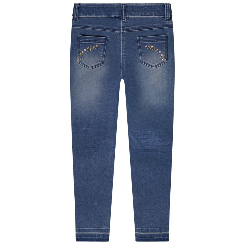 Jean slim à rivets effet délavé pour fille - Bleu moyen