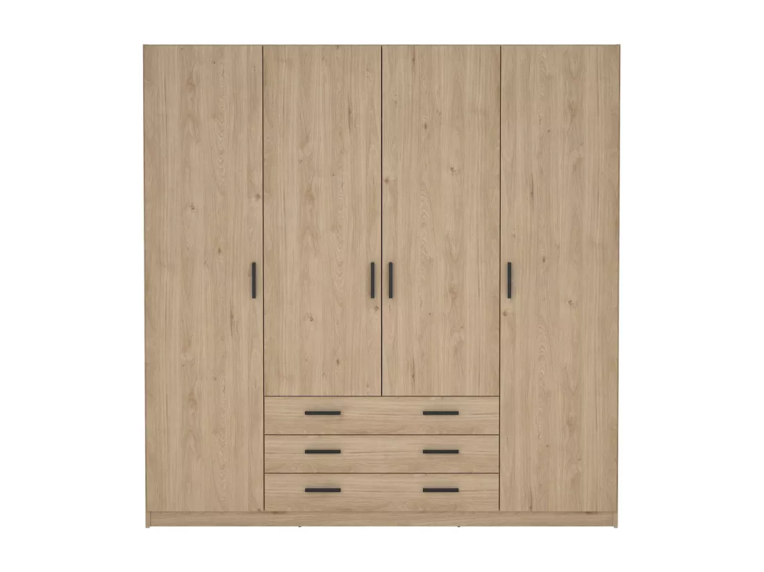 Grande Garde-robe Dserafin, Meubles de chambre, Penderie de plain-pied, Placard à vêtements, 196x50 h200 cm, Chêne clair