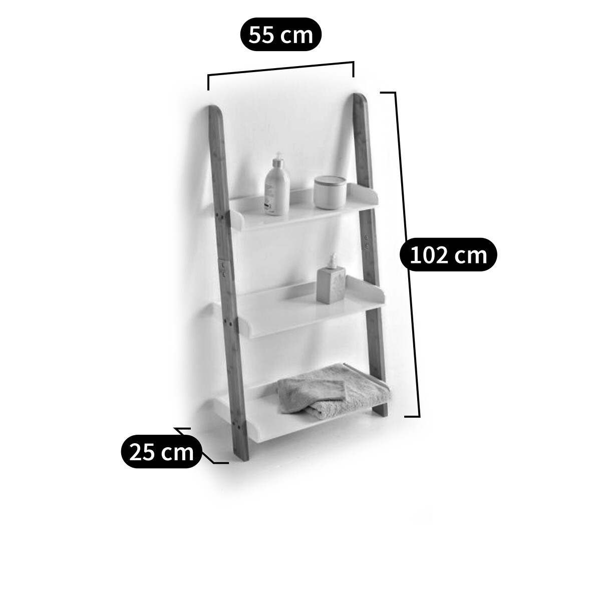 SO'HOME<br>Étagère de banheiro em forma de escada, 3 prateleiras, Lindus
