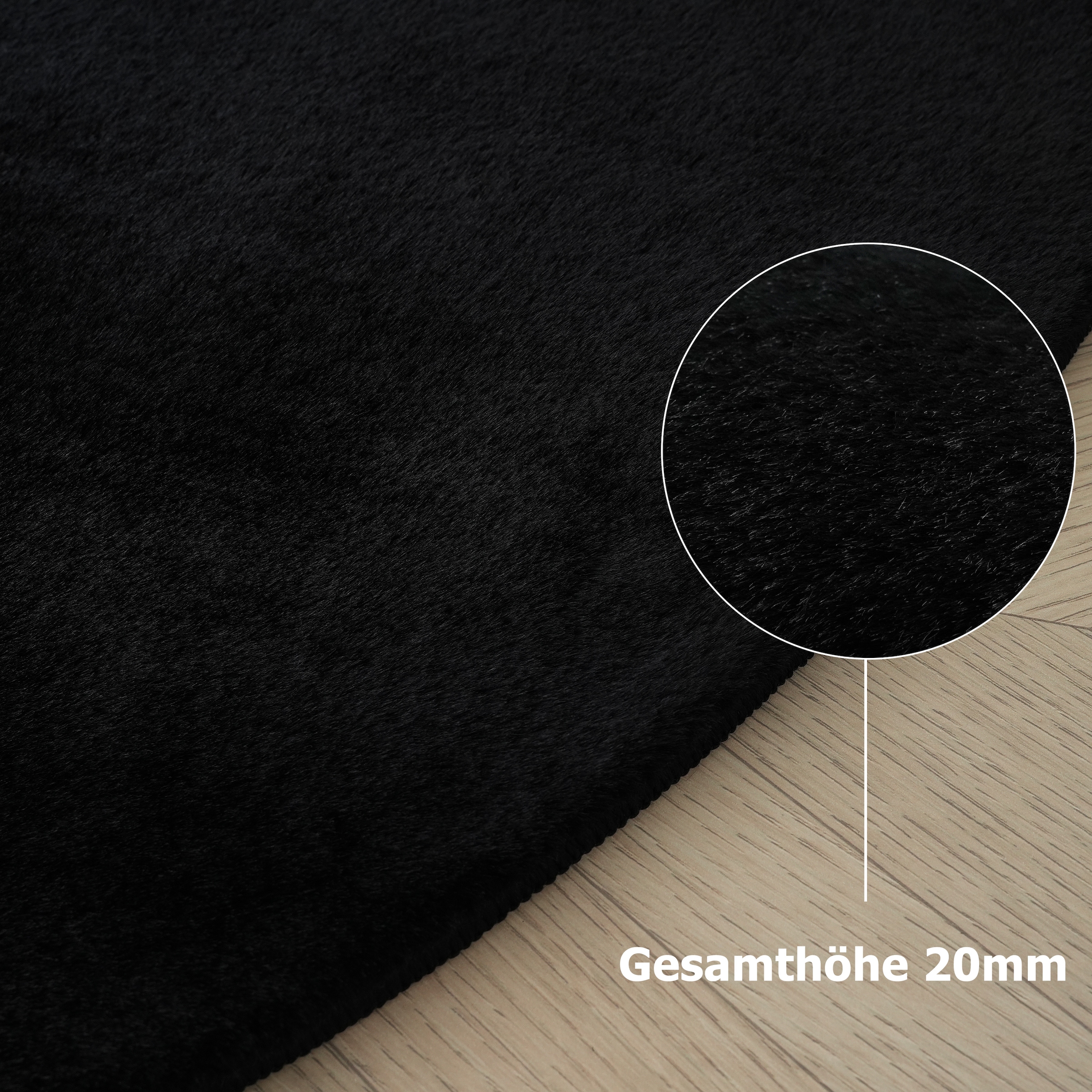 my home Fellteppich »Balu Bean, Kaninchenfell« U-förmig 20 mm Höhe Kunstfell Teppich, Modern, weich, Wohnzimmer, Schlafzimmer