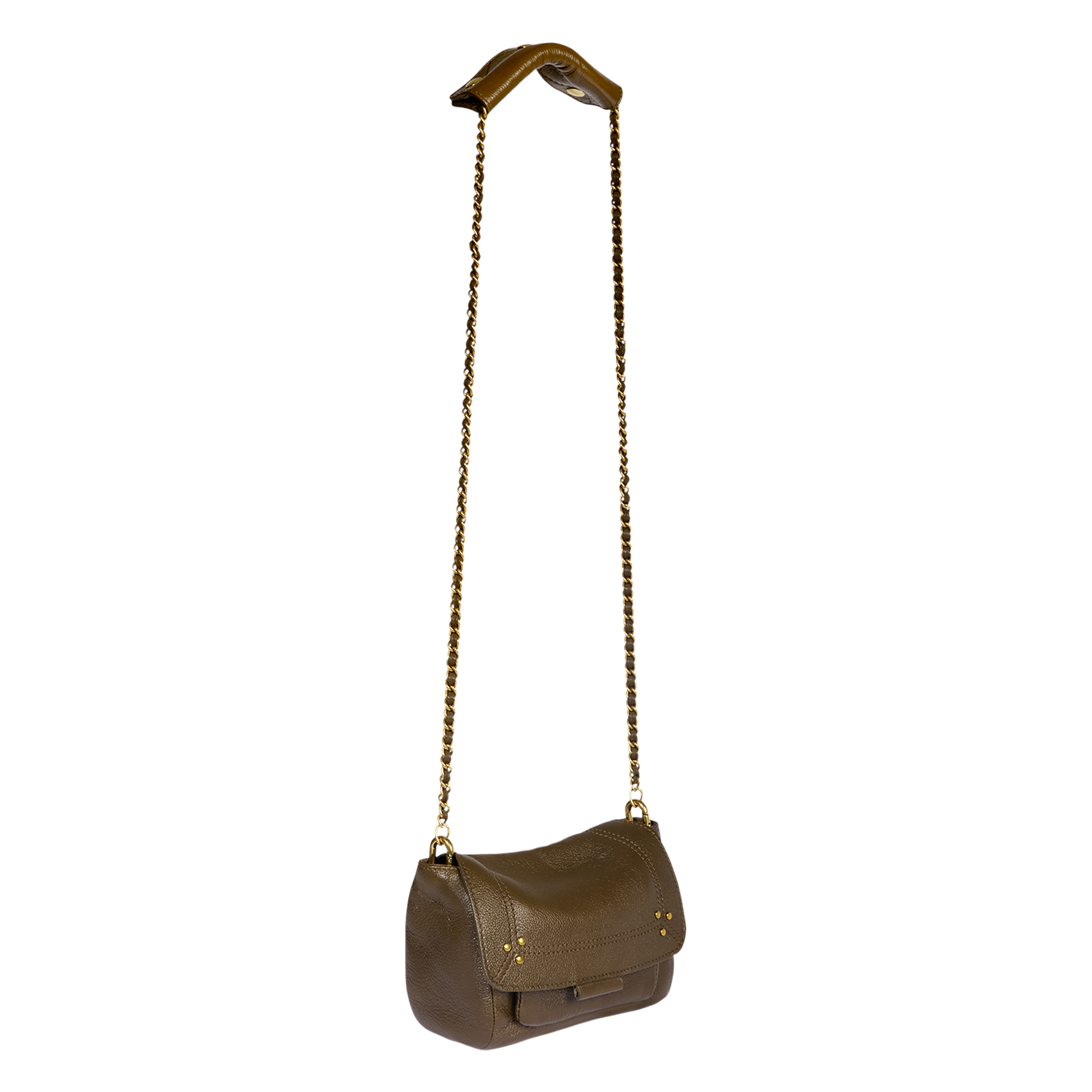 LULU S - Mini sac porté épaule en cuir | Kaki