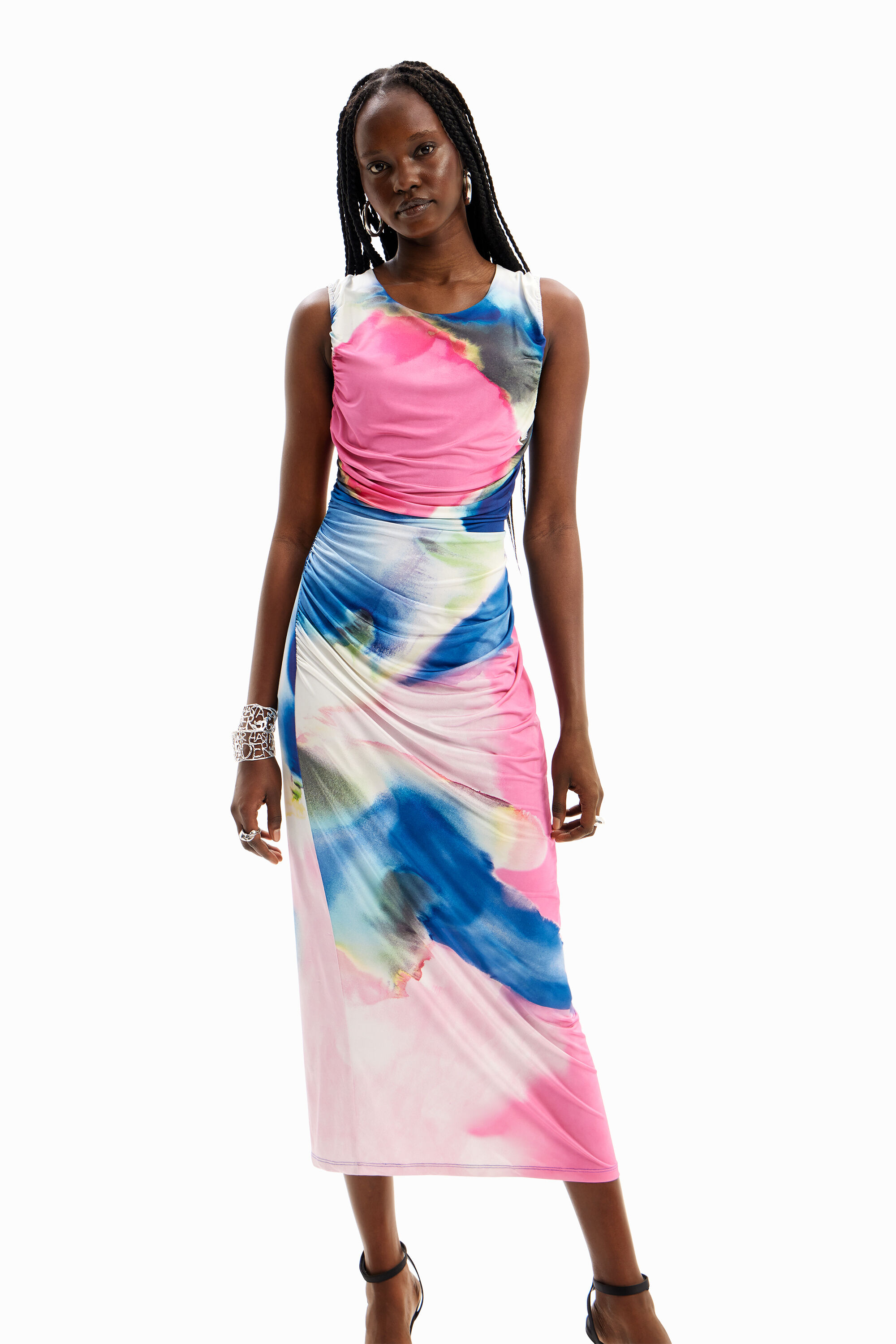 Vestido midi com franjas