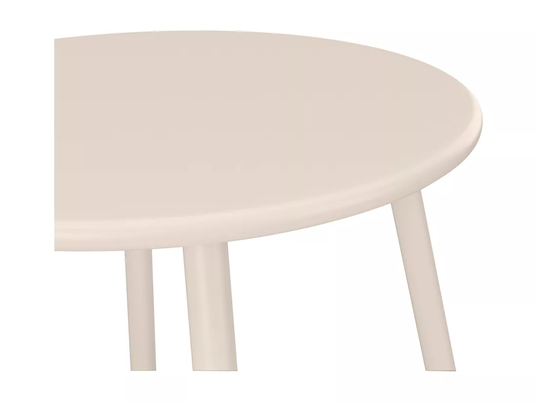 Salon de jardin en métal - 2 fauteuils bas empilables et une table d'appoint ronde - Beige - MIRMANDE de MYLIA