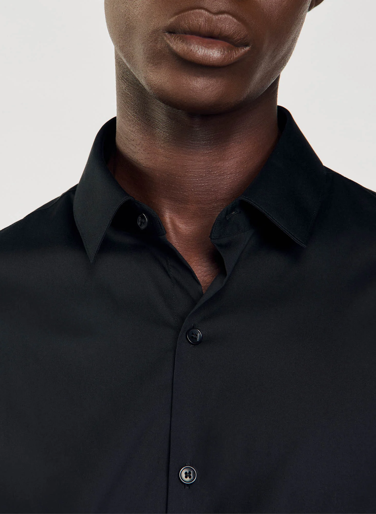 Chemise slim-fit en coton stretch | Noir