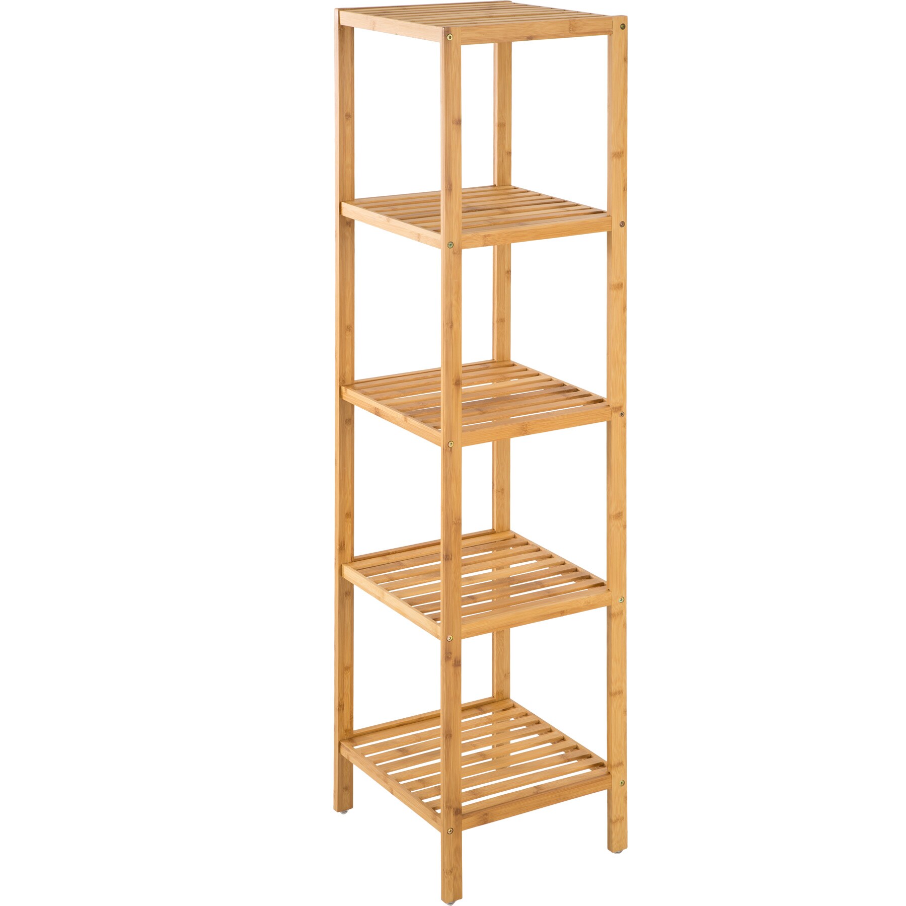 tectake® Badregal, aus Bambus, rutschfeste Kunststofffüße, 33 x 33 x 141 cm