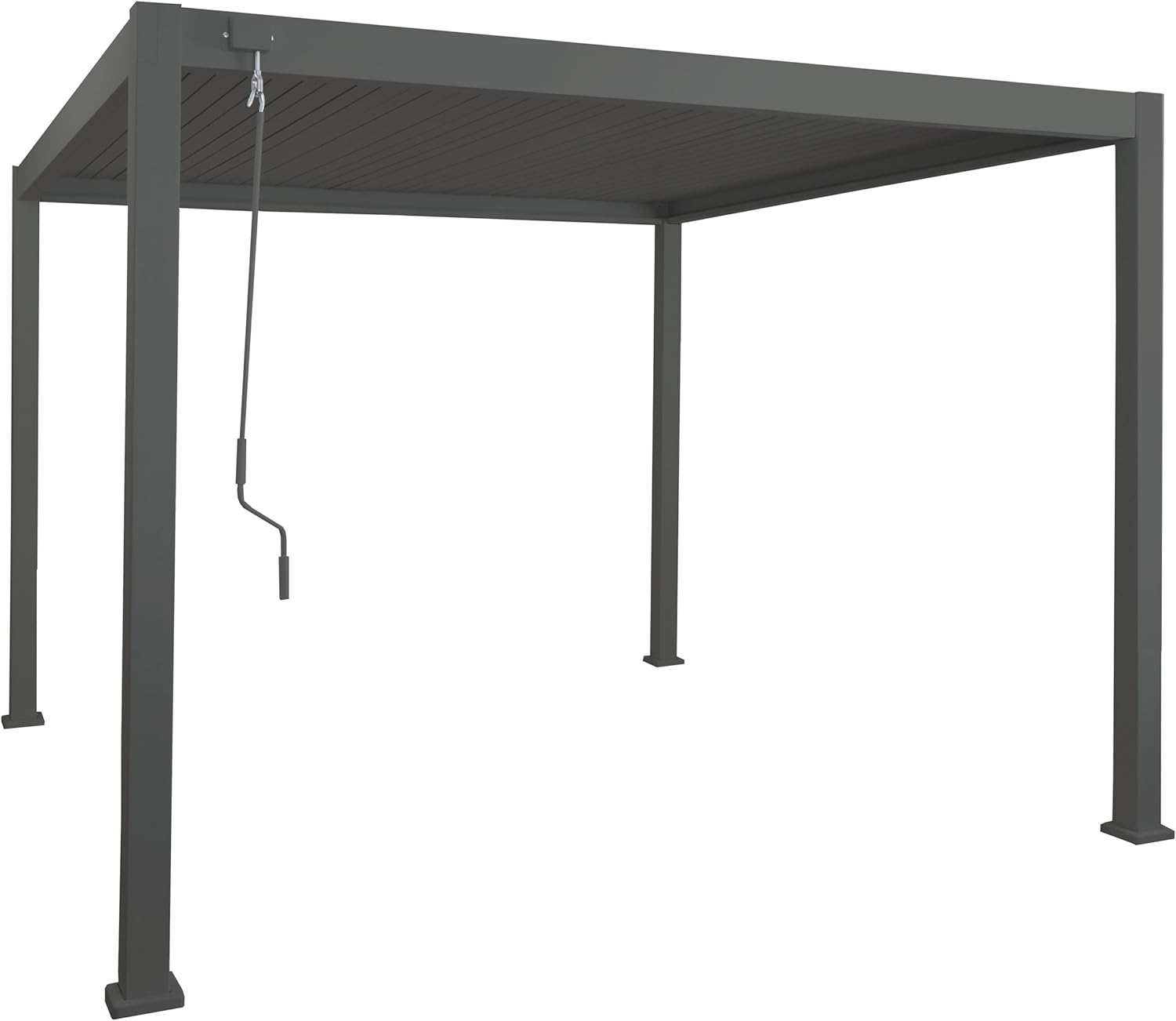 Alu Pergola HWC-N94, Lamellen-Pavillon Terrassenüberdachung, stabiles 10cm-Metall-Gestell 3x3m - anthrazit