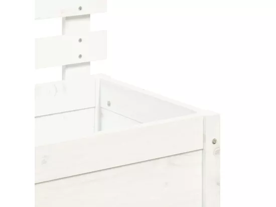 Jardinière avec support blanc 79x39,5x114 bois de pin massif