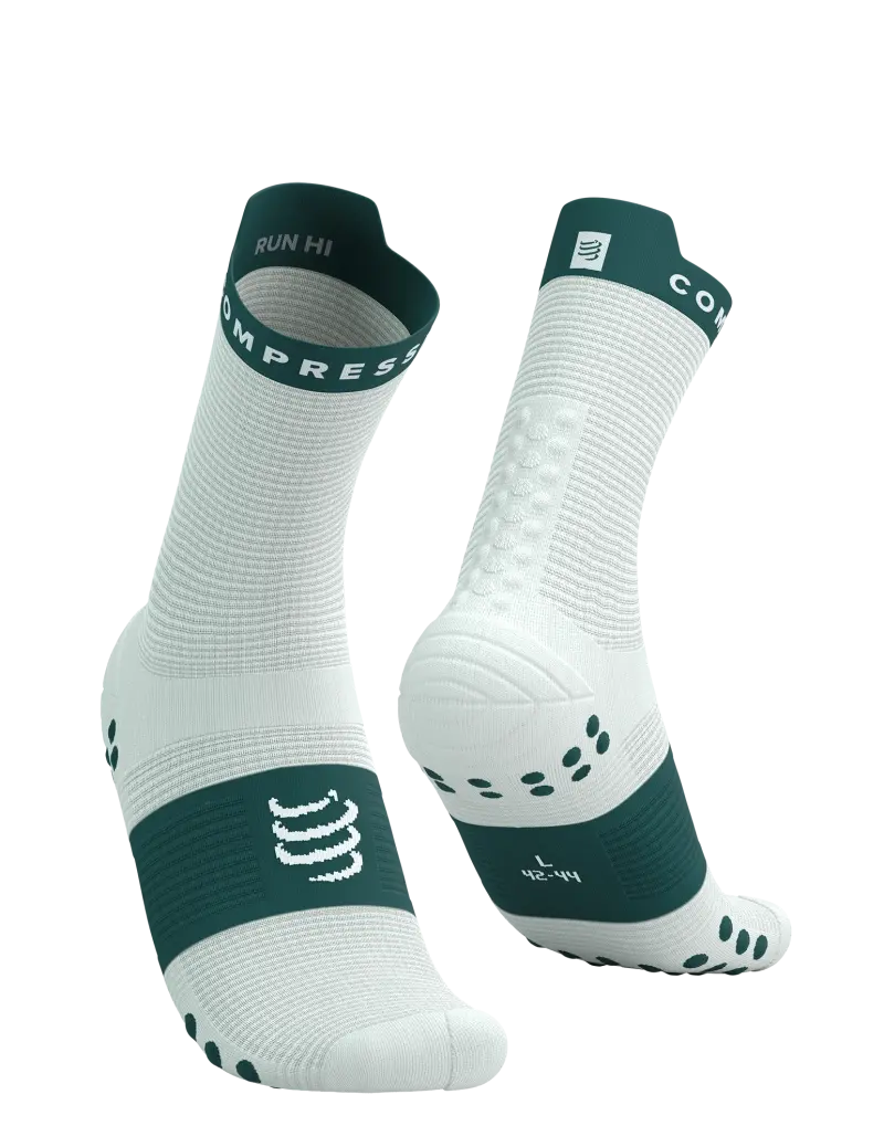 Compressport Pro Racing v4.0 Run High Compressiesokken Wit/Groen