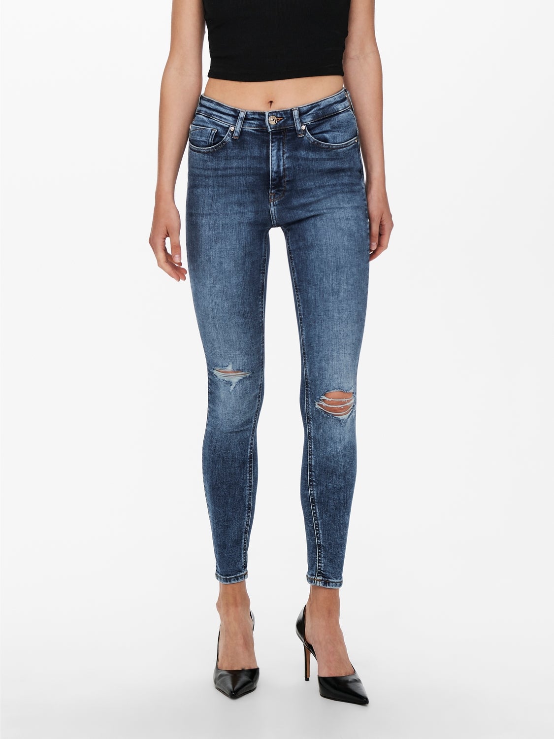 ONLPAOLA Hohe Taille Skinny Fit Jeans Light Medium Blue Denim