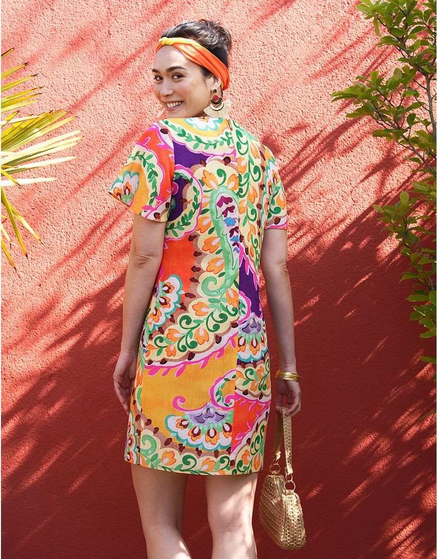 Robe chic orange imprimée