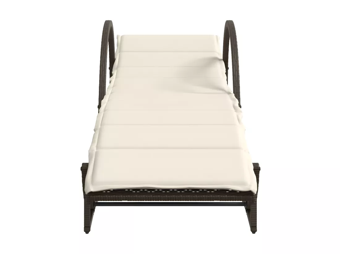 Chaises longues lot de 2 avec table marron résine tressée