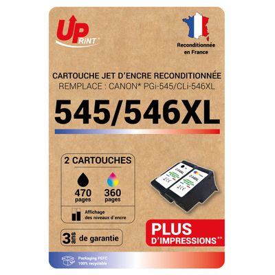 Cartouche compatible Canon PG-545/CL-546XL - Pack de 2 - noir, cyan, magenta, jaune - Uprint
