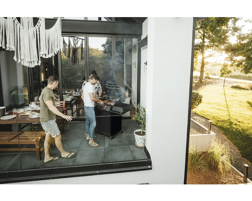 Enders Monroe Pro 3 SIK Turbo Shadow gasbarbecue, grafietgrijs, 3 branders inclusief dekselthermometer, vetopvangbak, grillrooster, zijplank, warmhoudrek en krachtige verwarmingszone. Grillrooster: geëmailleerd gietijzer.