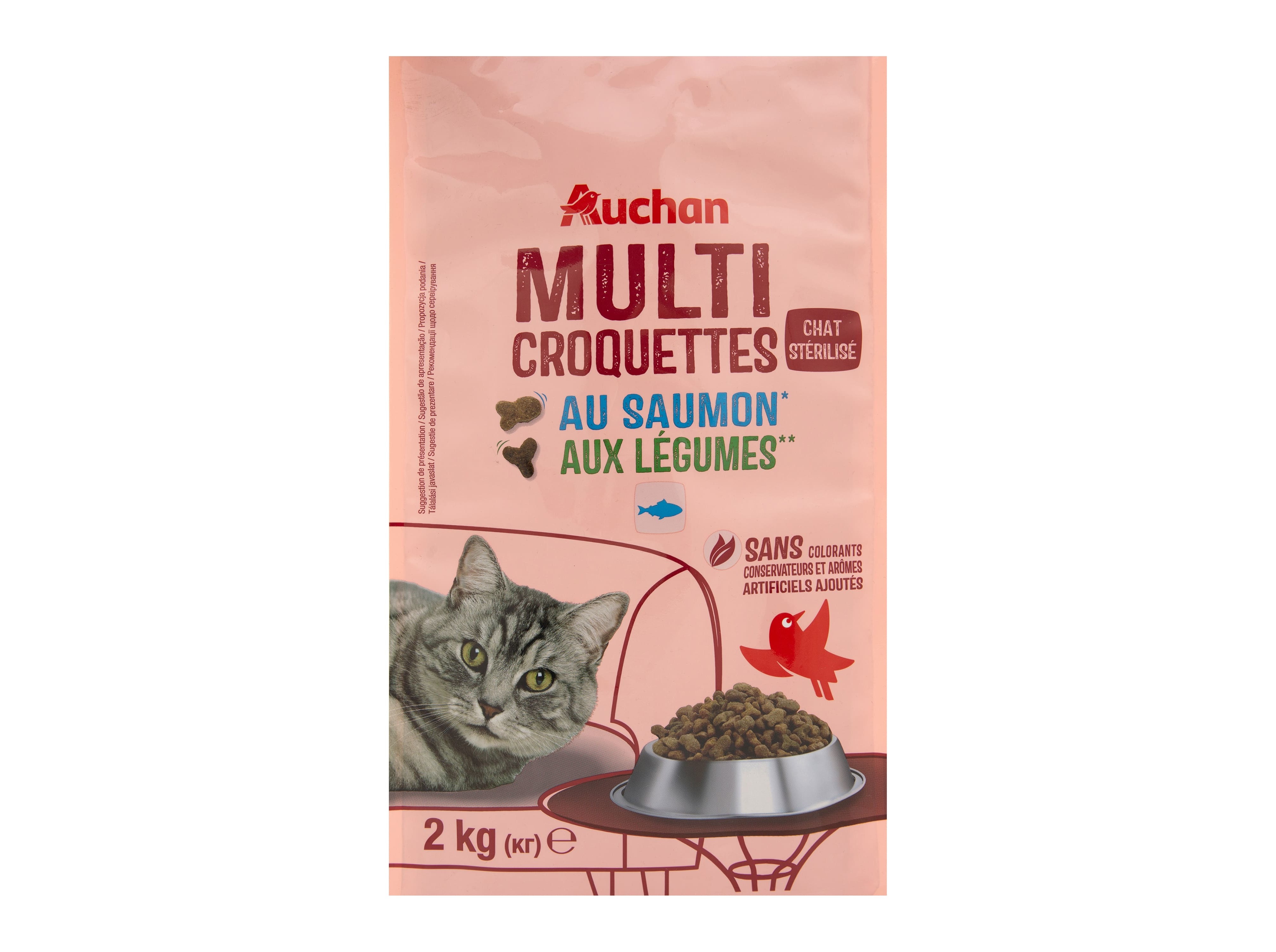 RAÇÃO PARA GATO AUCHAN ESTERILIZADO COM SALMÃO E COM LEGUMES 2KG