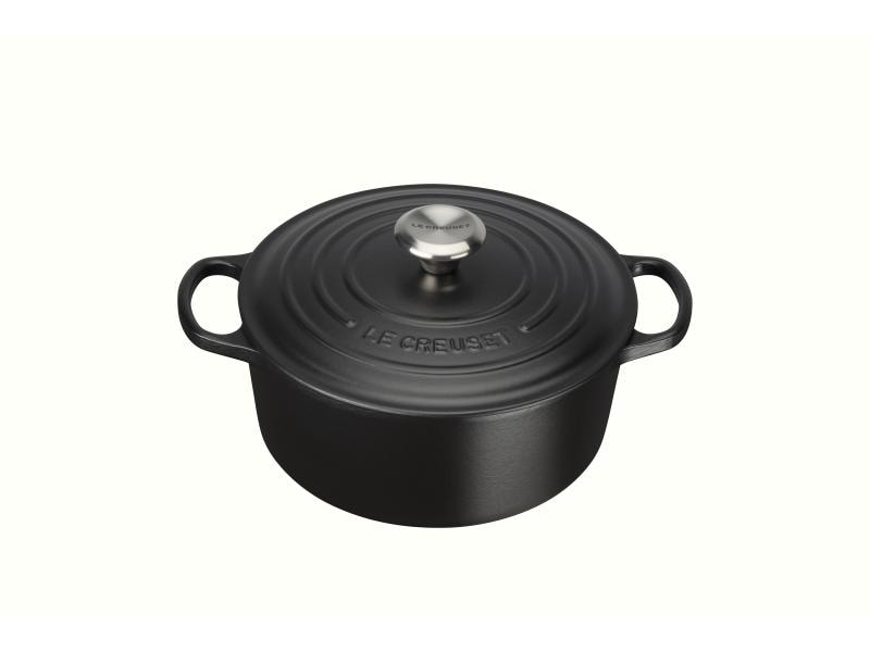 Le Creuset Bräter Signature 26 cm, Schwarz Runder Bratentopf aus Gusseisen