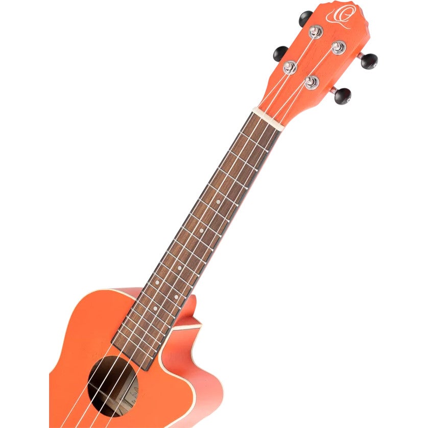 Ortega RUPUKI-CE Earth Series Concert Size Ukulele Pumpkin Orange elektrisch-akoestische concert ukelele