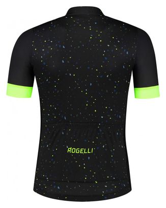 Maillot Manches Courtes Velo Rogelli Terrazzo - Homme - Noir/Bleu/Fluor
