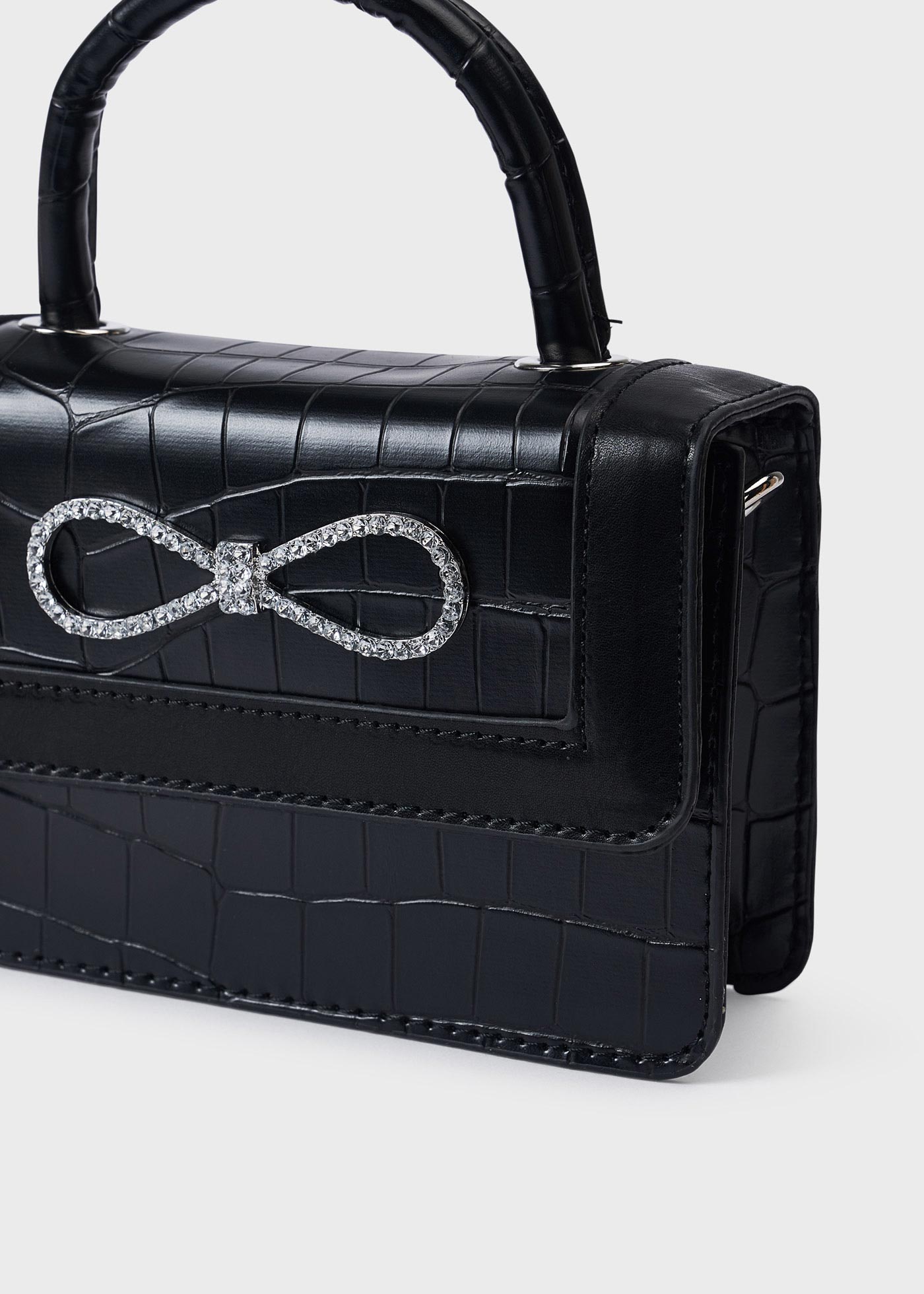 Bolsa de mão com aplique de laço decorativo para meninas