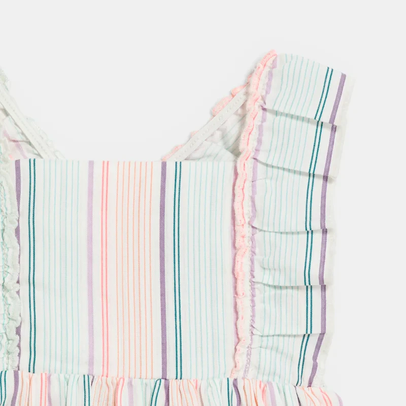 Robe à bretelles rayée multicolore bébé fille Gris ou noir