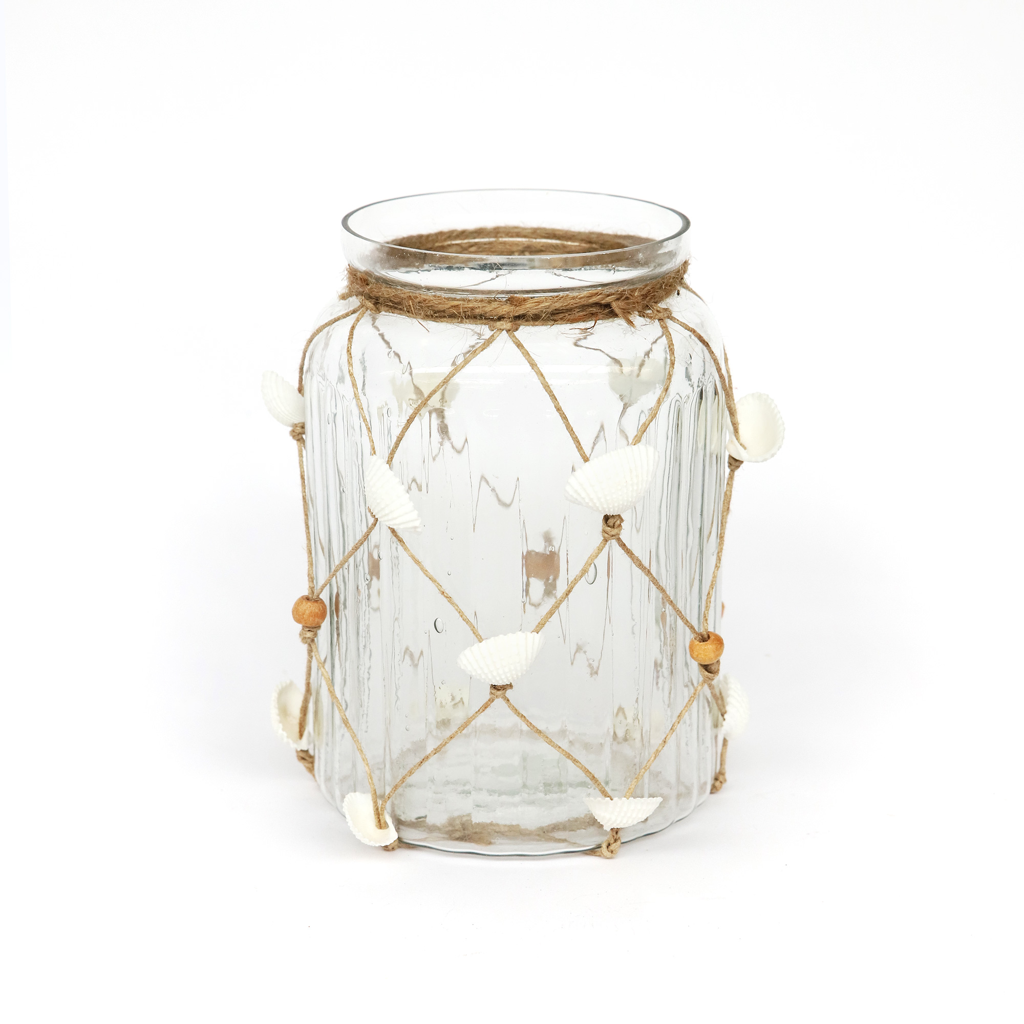 Glas mit Muschel-Netz, Ø 12 cm, H 18 cm von fischer's lagerhaus