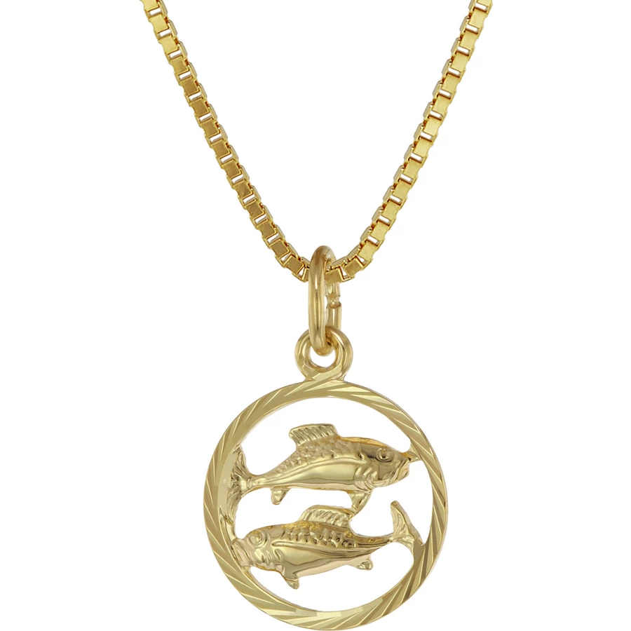 trendor Kinder Sternzeichen Fische 333 Gold + goldplattierte Kette gold