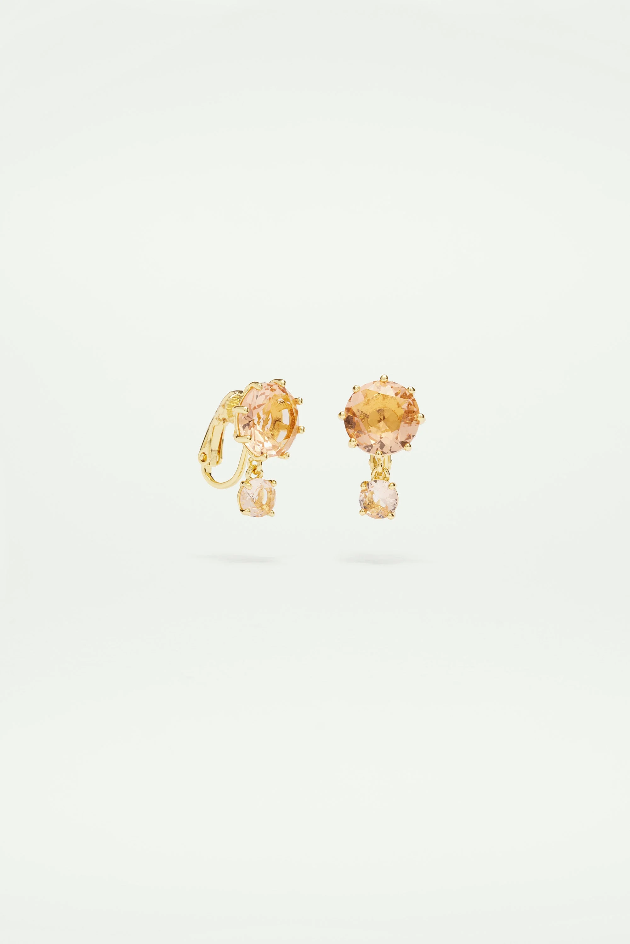 Boucles d'oreilles 2 pierres rondes la diamantineabricot | Rose