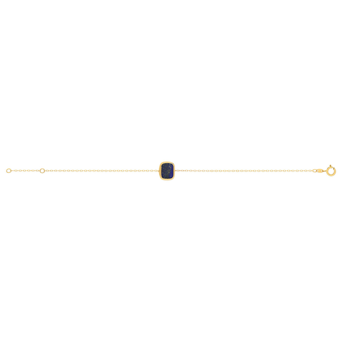 Bracelet or 750 jaune lapis lazuli rectangulaire 18.5 cm.