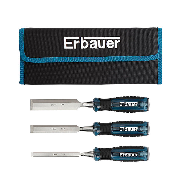 Ciseau à bois Erbauer, 3 pièces (12, 18 et 25 mm)