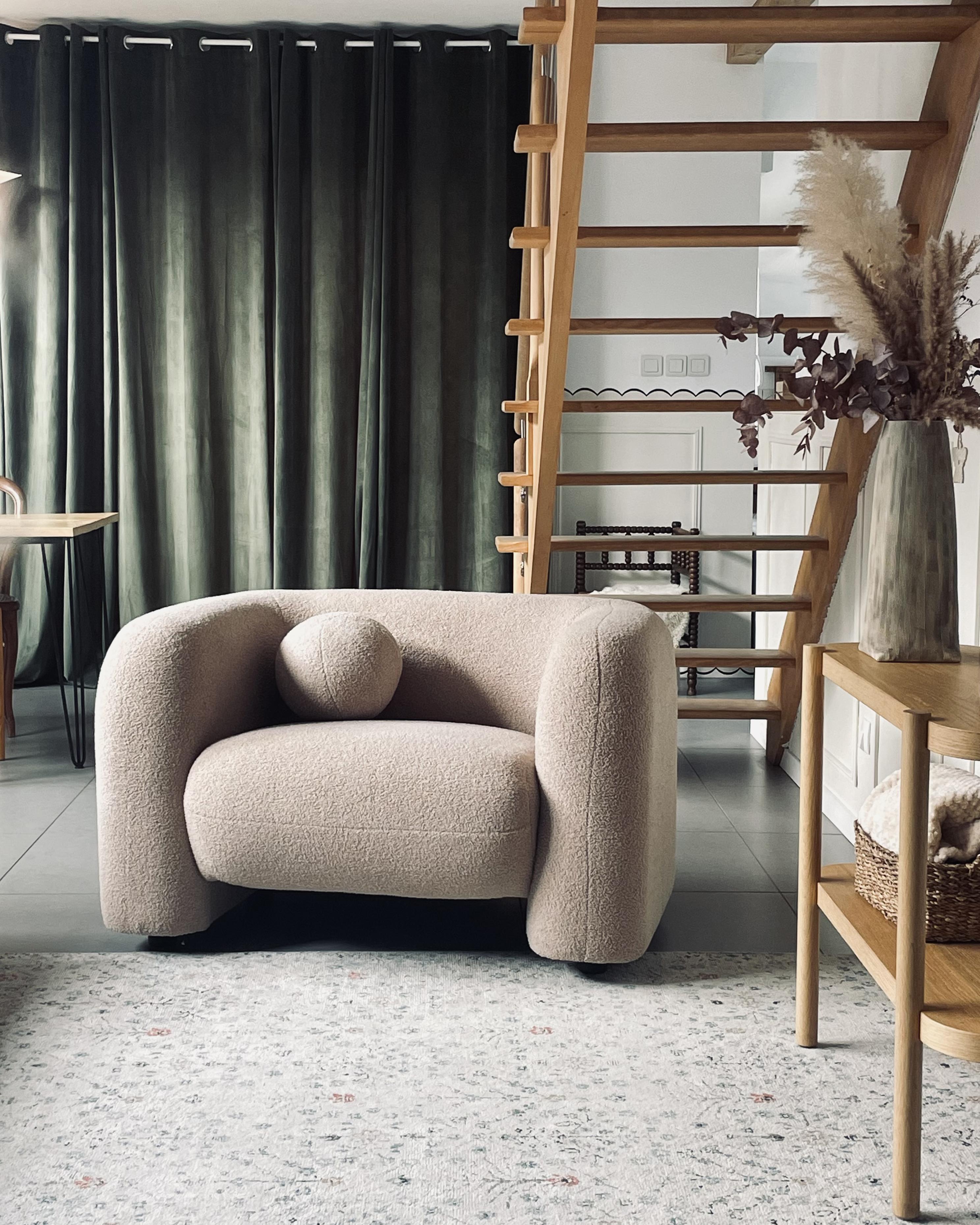 Fauteuil LEIREN Bouclé Beige