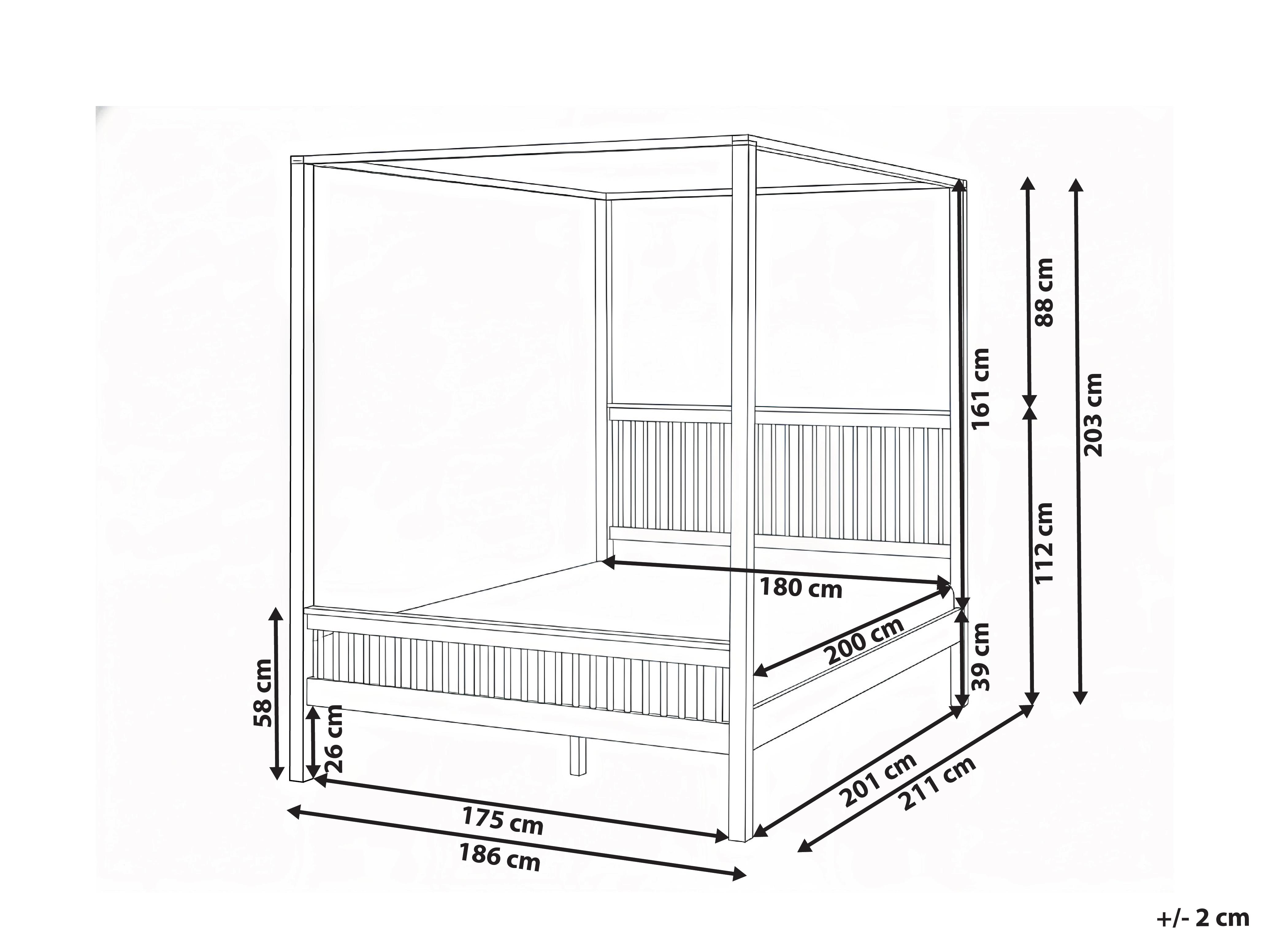 Hemelbed Hout HARFLEUR 180 x 200 cm Lichtbruin