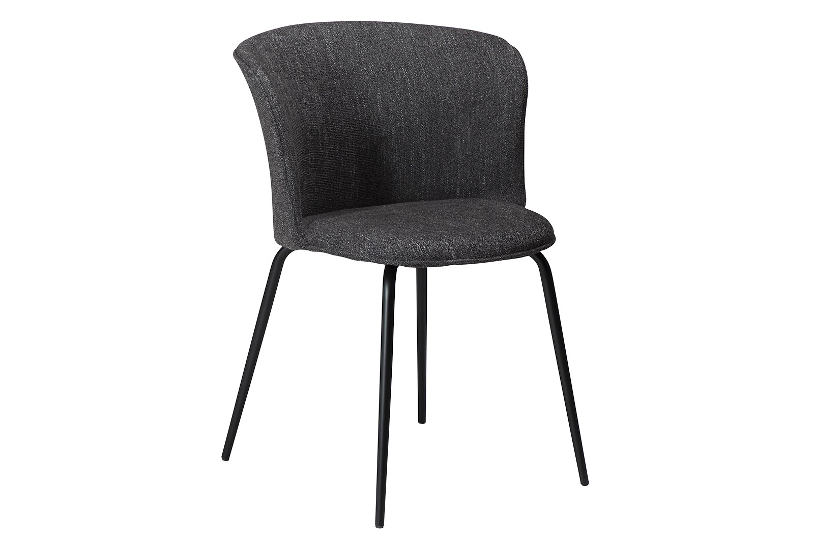 Eden spisestol Tekstil Bouclé Raven Black og sorte ben.