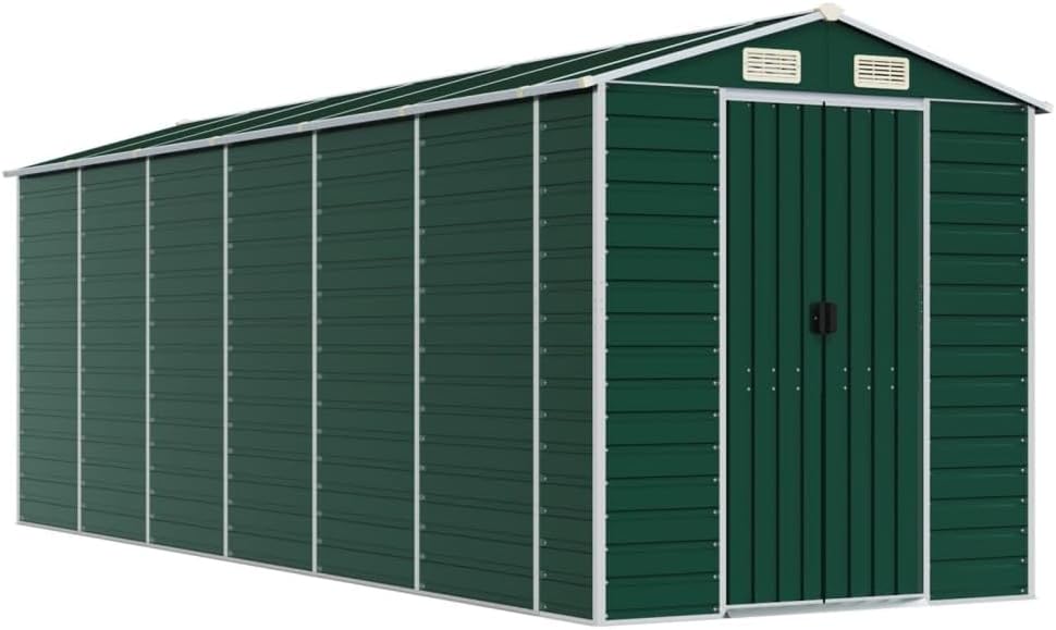 vidaXL Gerätehaus Grün 191x555x198 cm Verzinkter Stahl