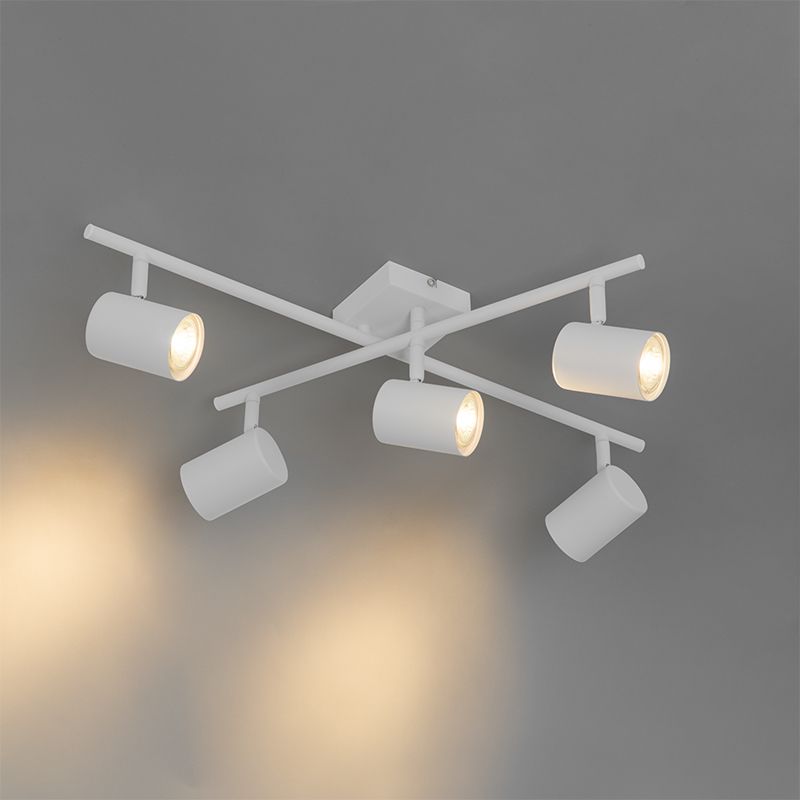 Moderne plafondlamp wit 5-lichts verstelbaar vierkant - Jeana