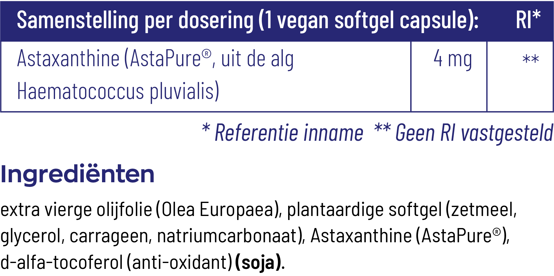 Vitakruid Astaxanthine Astapure® 4Mg Duurzaam Gekweekte Alg (60 vega capsules)