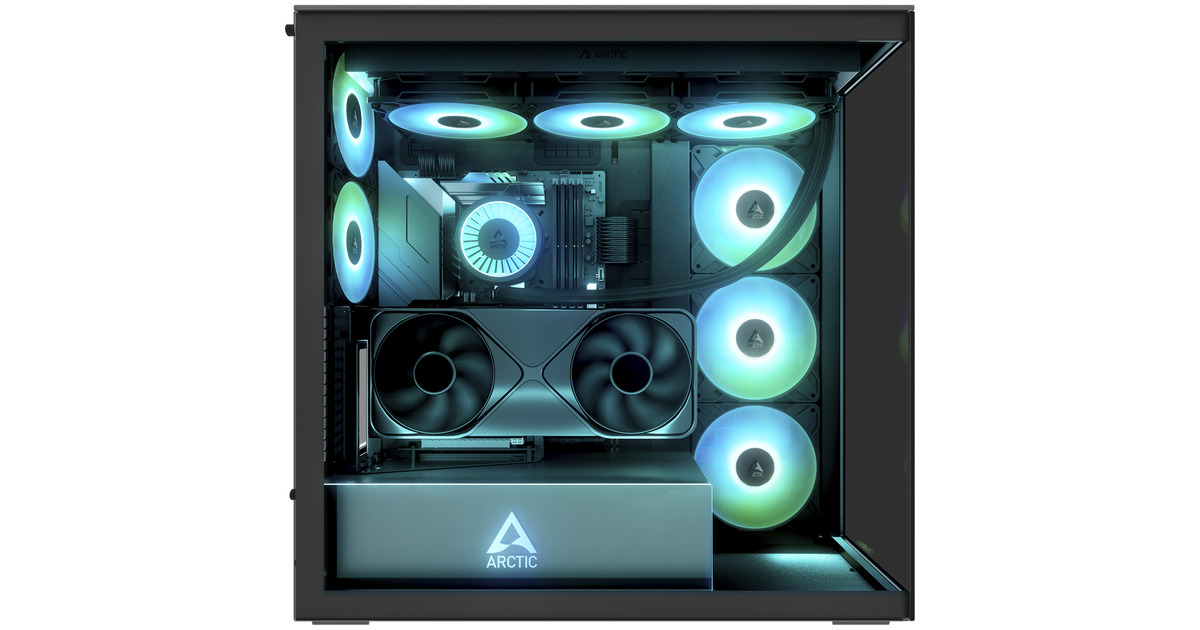 ARCTICXtender VG midi tower behuizing  (Zwart | 2x USB-A | 1x USB-C | RGB | Tempered Glass)