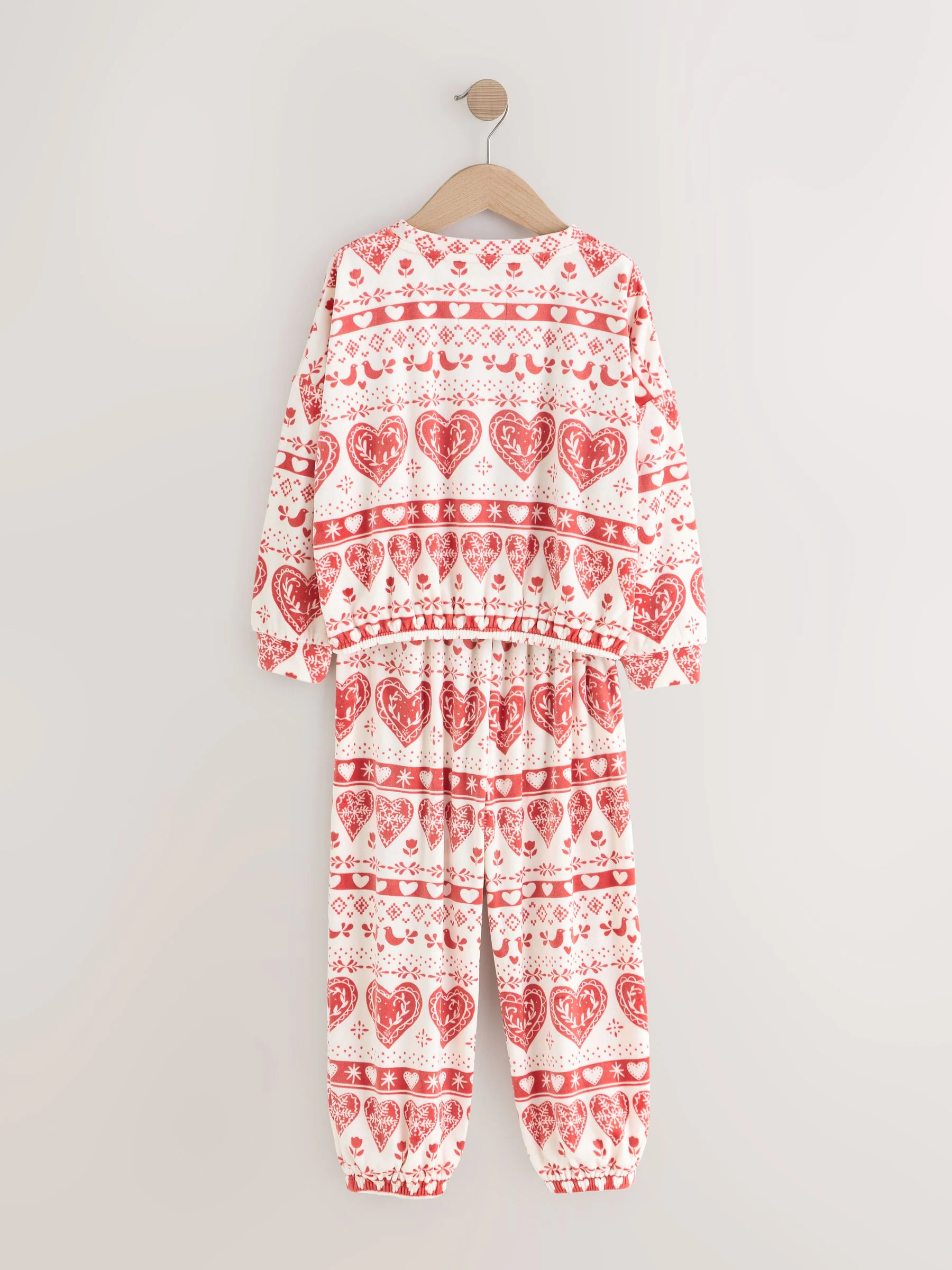 Rood/Ecru Fairisle - Kerst behaaglijke fleece pyjama (3-16jr)