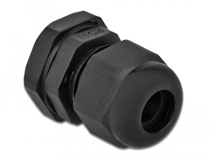 Delock Kabelverschraubung PG11, 19 mm 10 Stück, schwarz Delock Kabelverschraubung PG11 10 Stück schwarz