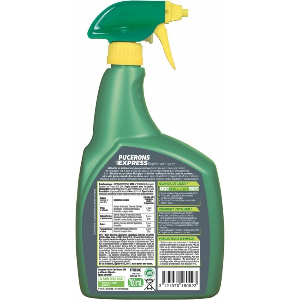 Insecticide pucerons express prêt à l'emploi 700ml
