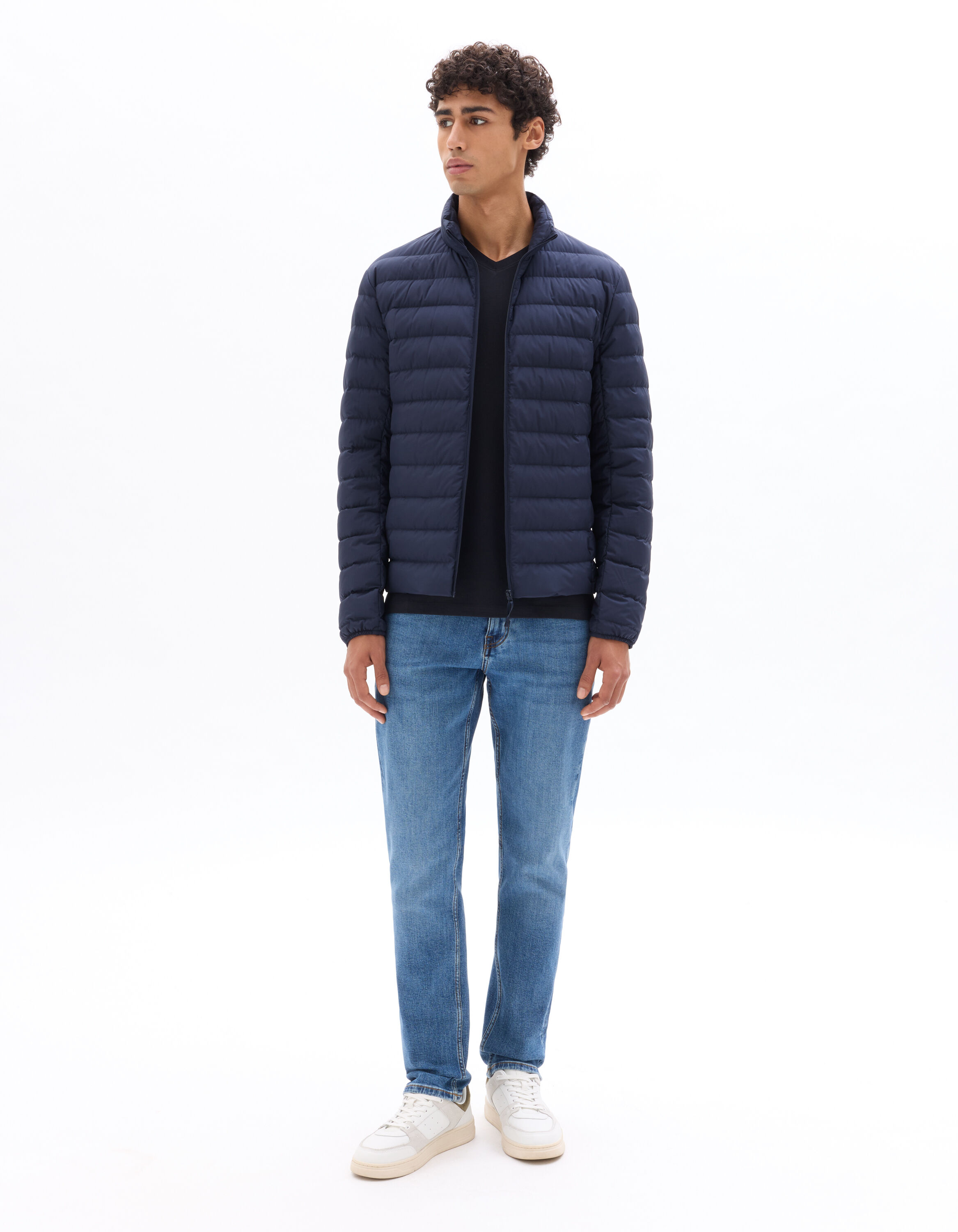 Doudoune Downwarm light manches longues col montant 90% duvet 10% plume - marine
