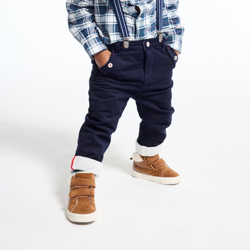 Pantalon velours fantaisie à revers bleu bébé garçon Bleu