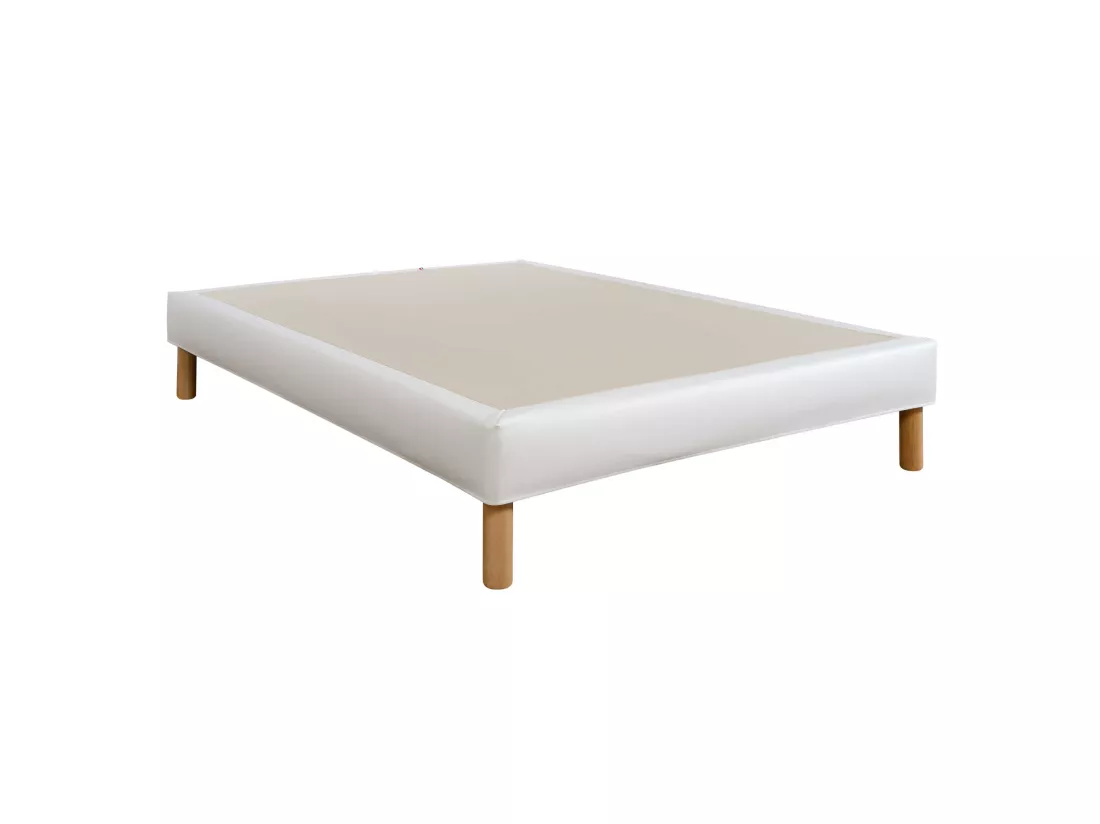 Cache-sommier intégral simili cuir neige 90x190