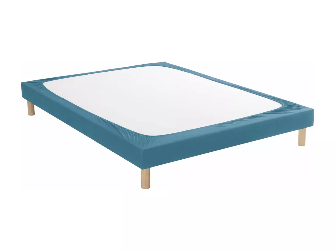 Cache-sommier coton jersey bleu océan 100x200